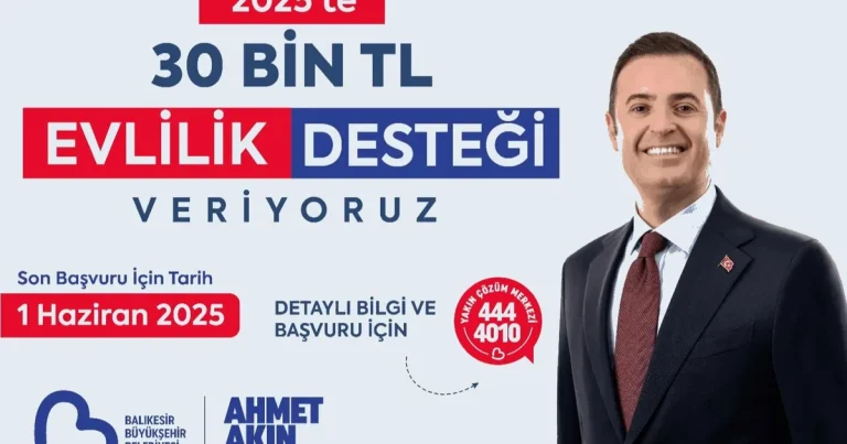 Balıkesir’den 30 bin liralık evlilik desteği